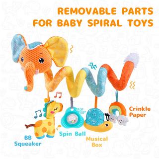 Activity-board  Jouet pour siège auto, spirale pour bébé, peluche, à suspendre, pour landau, barreau, poussette, berceau, avec boîte à musique, BB squeaker et hochets. 