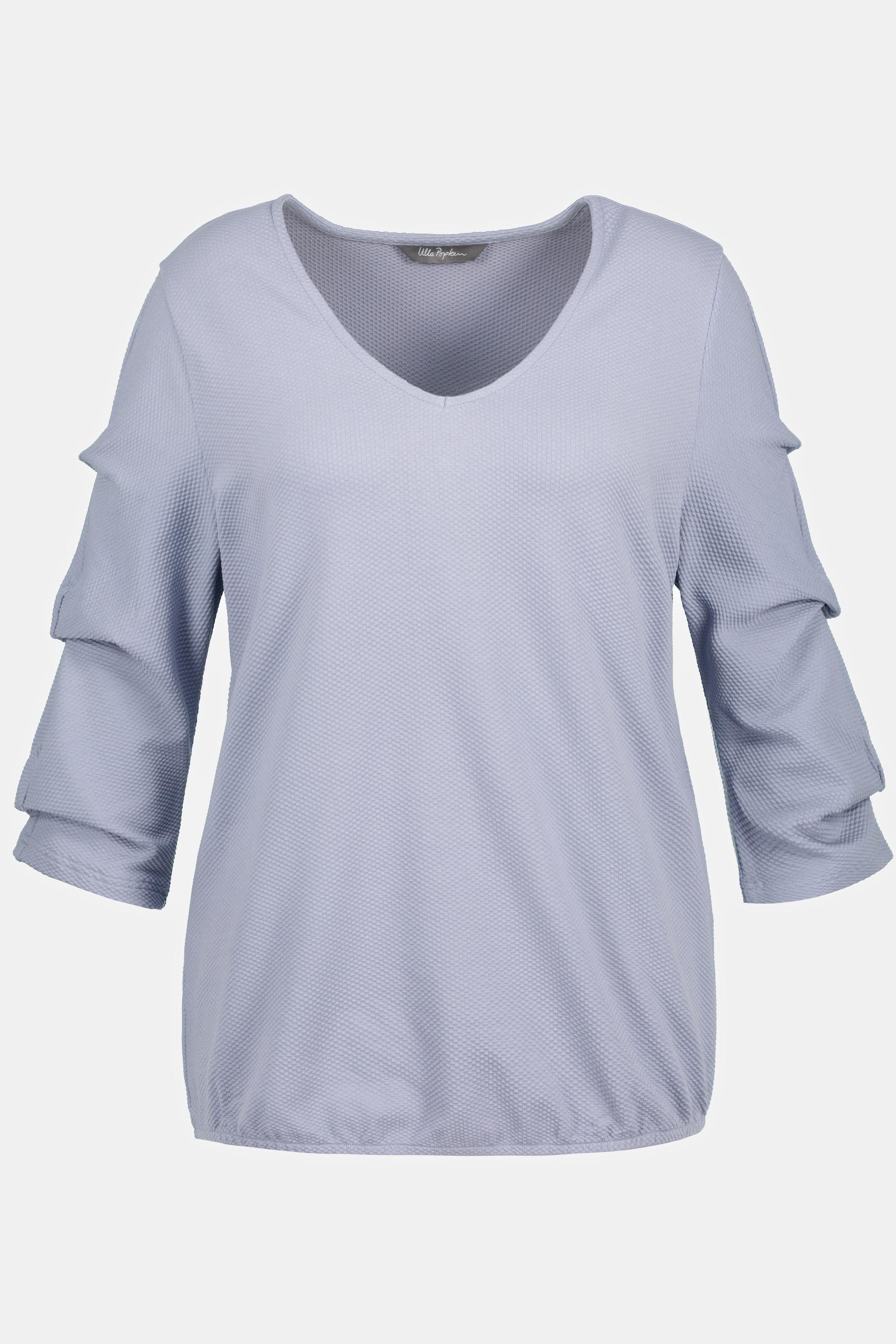 Ulla Popken  Sweat-shirt, structure, oversize, col en V, manches 3/4 