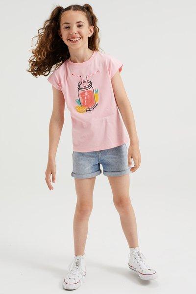 WE Fashion  T-shirt à application de paillettes fille 