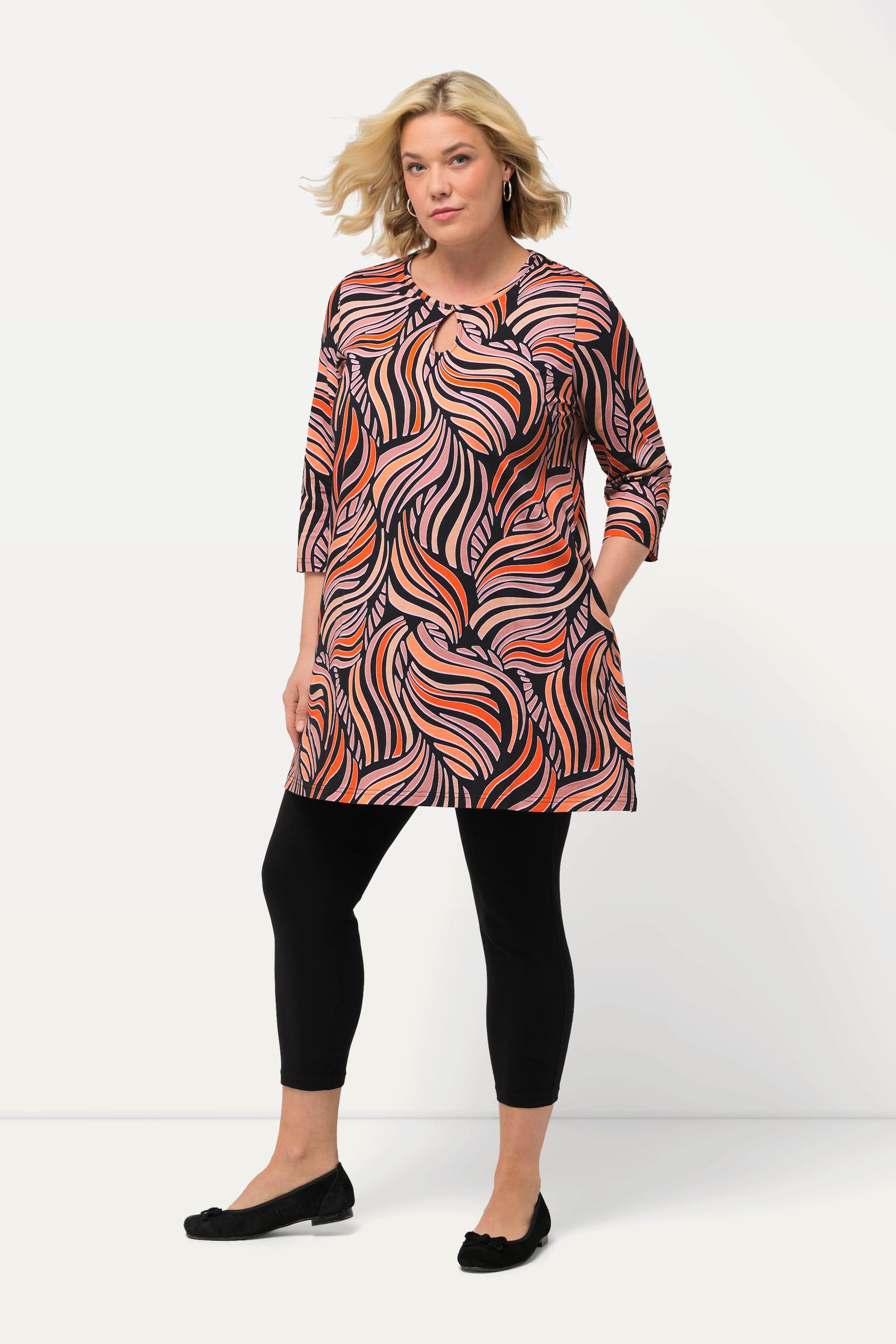 Ulla Popken  Longshirt, gemustert, Rundhals, 3/4-Arm 