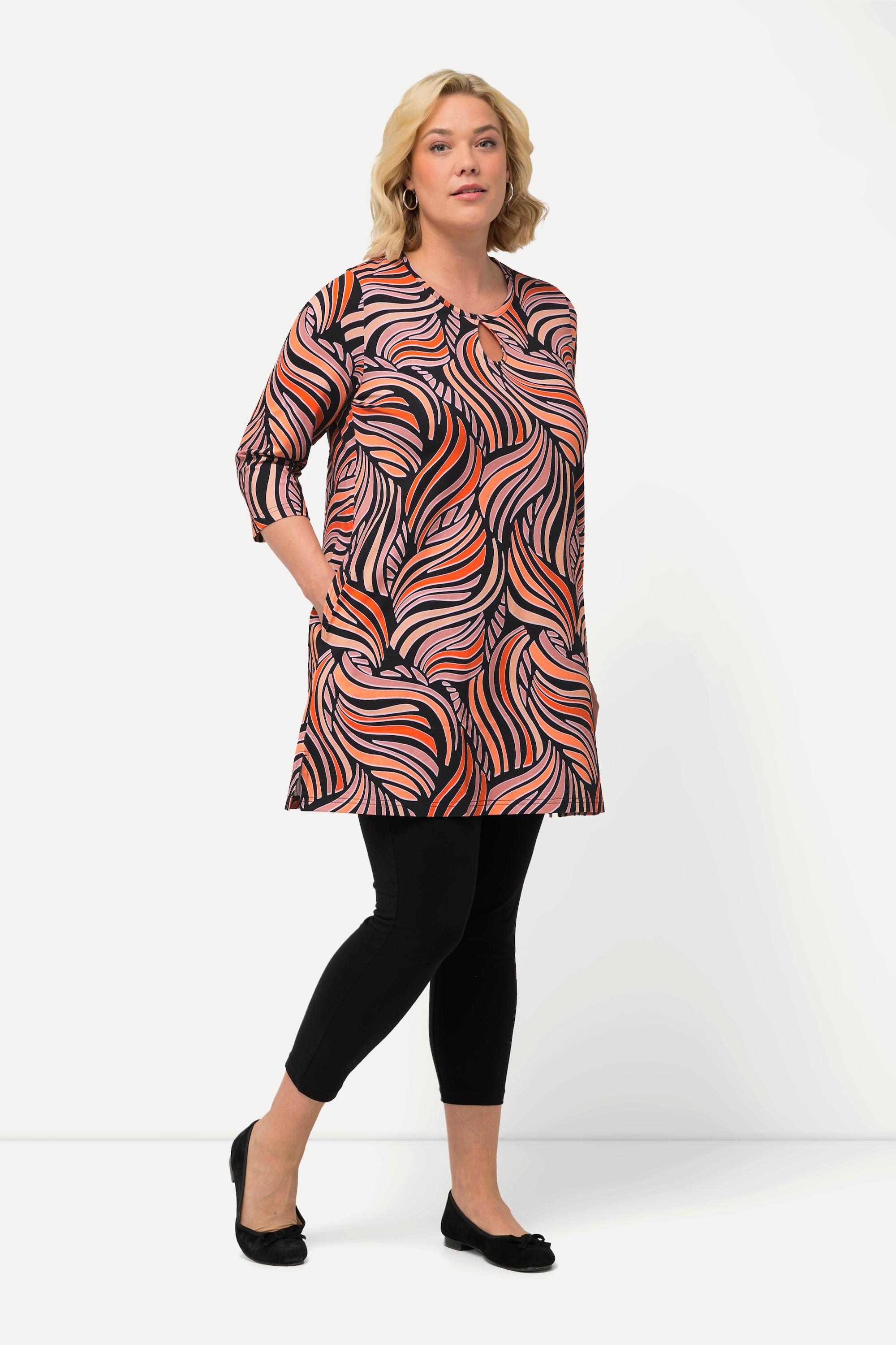 Ulla Popken  Longshirt, gemustert, Rundhals, 3/4-Arm 