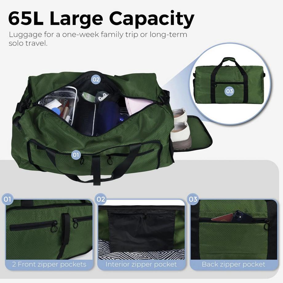 Only-bags.store Faltbare Reisetasche mit 65L Kapazität  