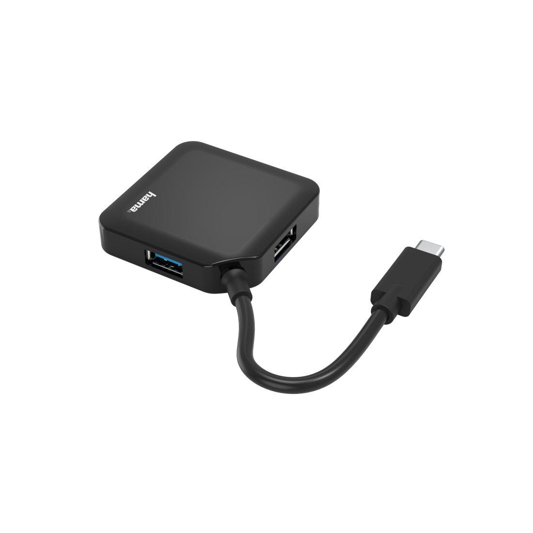 hama  Hub USB Type C da tavolo, 3.2, 4 porte, cavo integrato, nero 