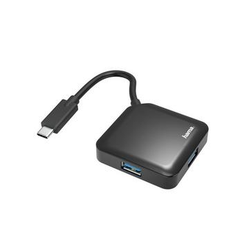 Hub USB Type C da tavolo, 3.2, 4 porte, cavo integrato, nero