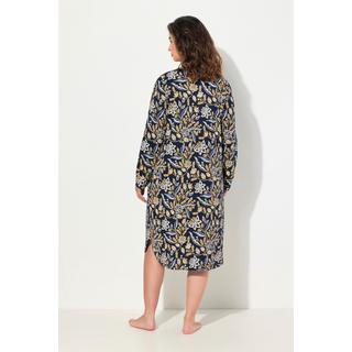 Ulla Popken  Chemise de nuit à manches longues, décolleté en forme de cœur, motif à fleurs 