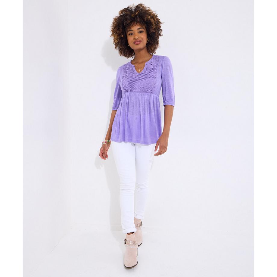 Joe Browns Top Jersey con Inserto in Pizzo  