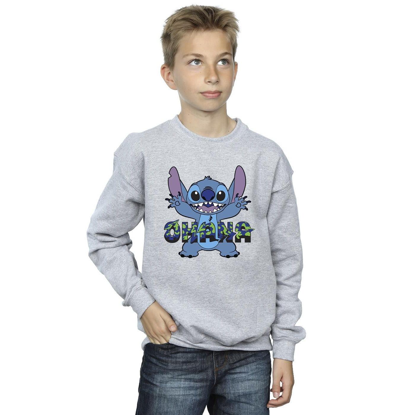 Disney  Lilo And Stitch Ohana Blue Glitch Sweatshirt 