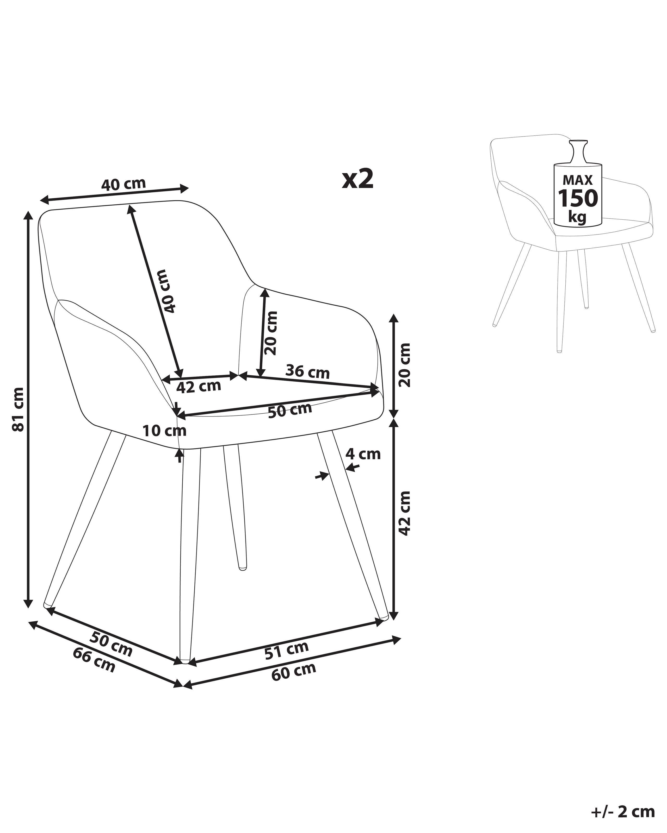 Beliani Lot de 2 chaises de salle à manger en Bouclé Moderne CASMALIA  