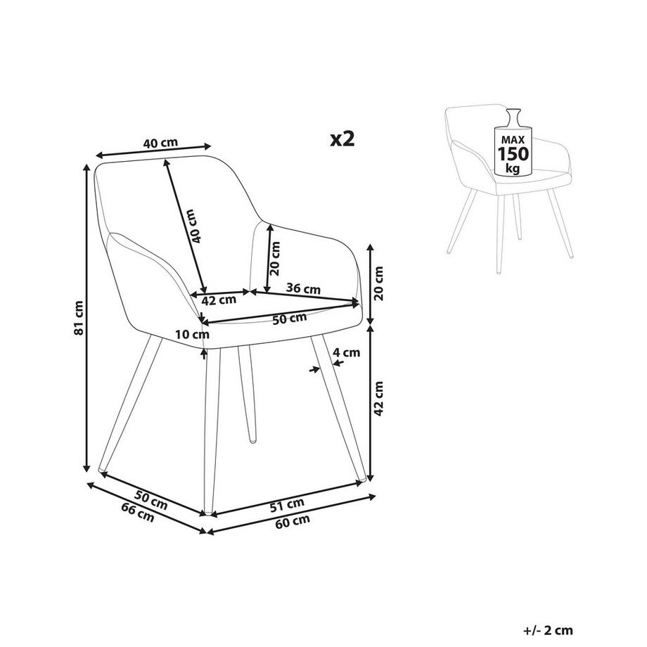 Beliani Esszimmerstuhl 2er Set aus Bouclé Modern CASMALIA  