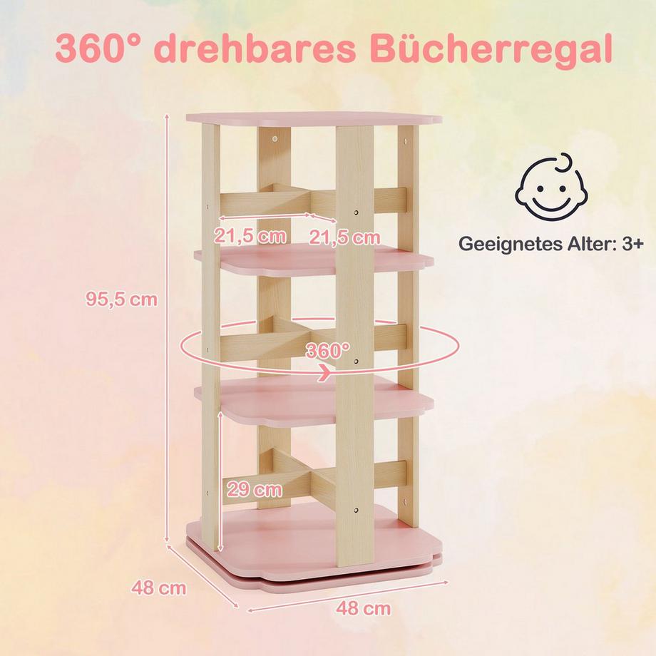 Northix 360° drehbares Bücherregal für Kinder  