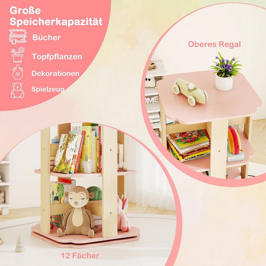Northix 360° drehbares Bücherregal für Kinder  