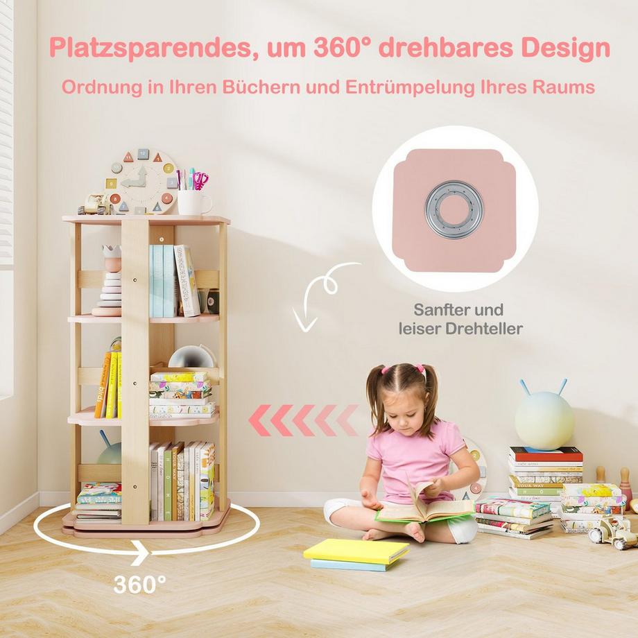 Northix 360° drehbares Bücherregal für Kinder  