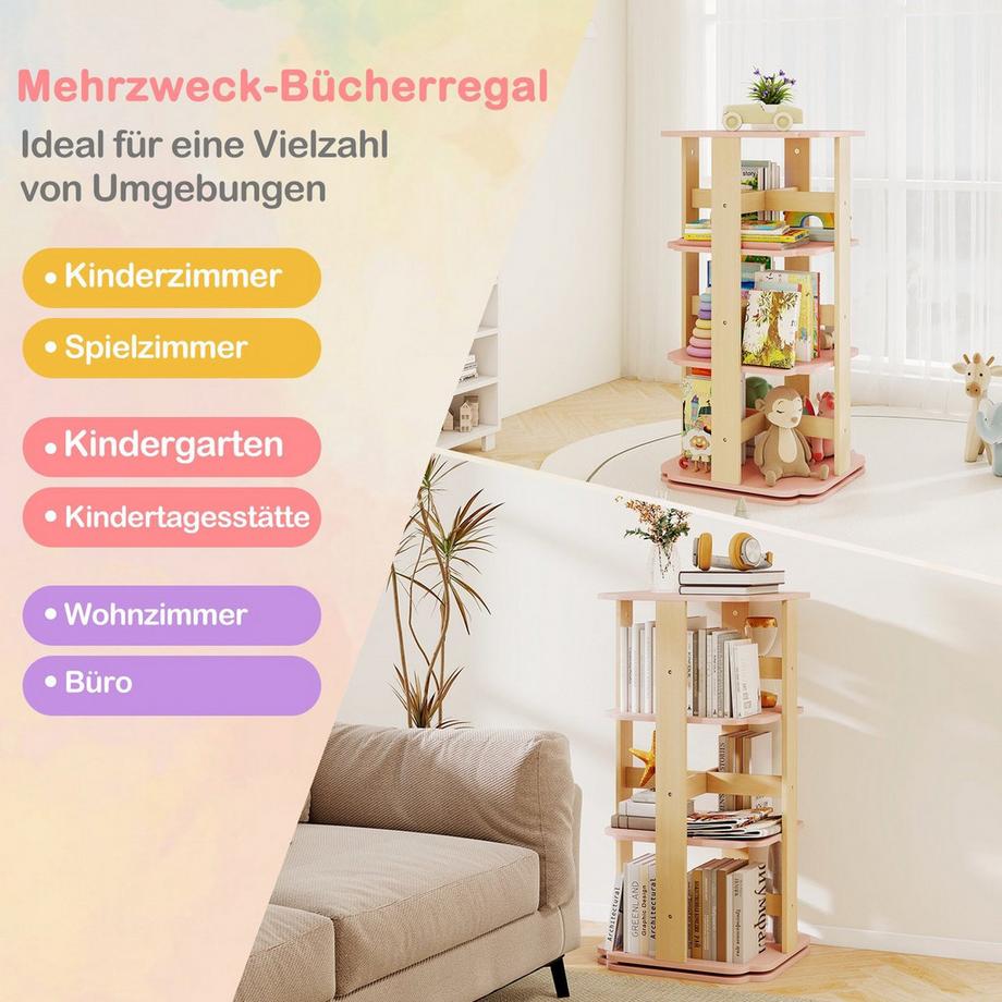 Northix 360° drehbares Bücherregal für Kinder  