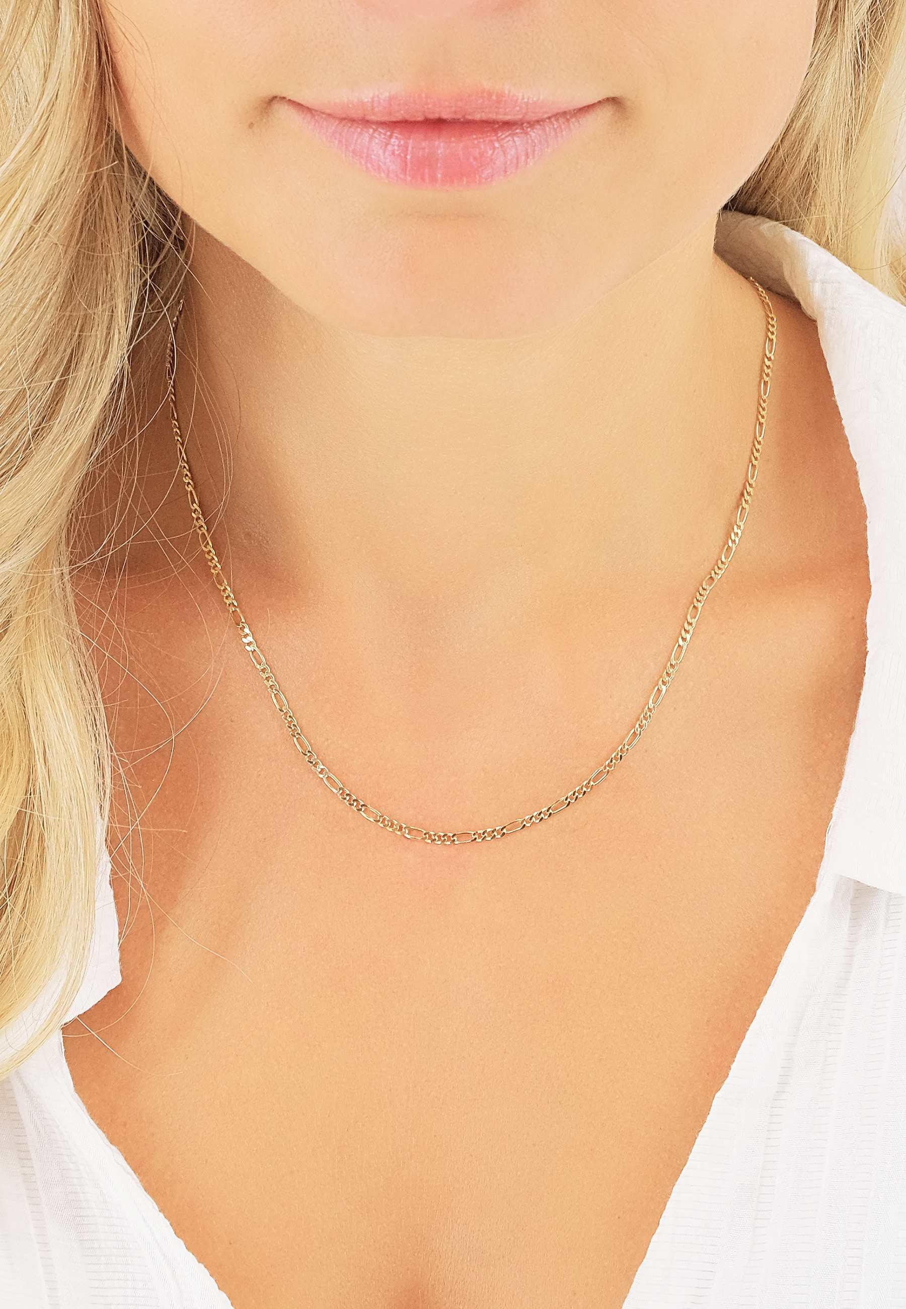 MUAU Schmuck  Collier figaro or jaune 585, 2.3mm, 42cm 