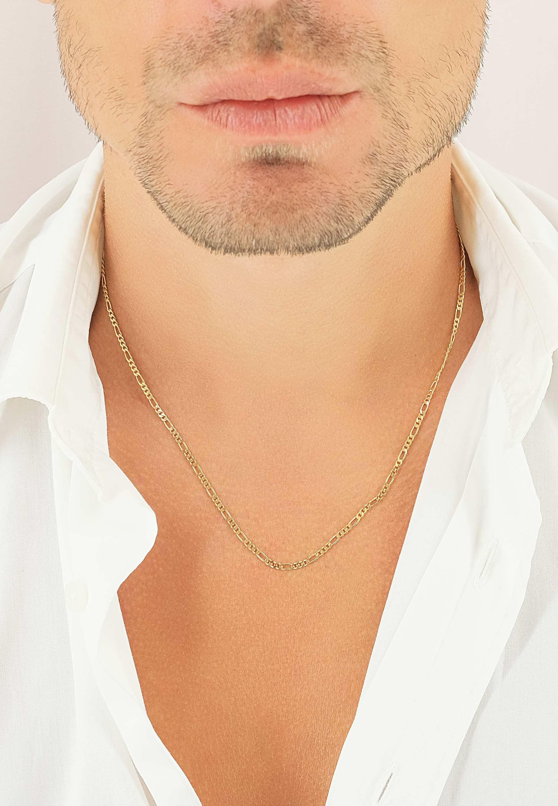 MUAU Schmuck  Collier figaro or jaune 585, 2.3mm, 42cm 