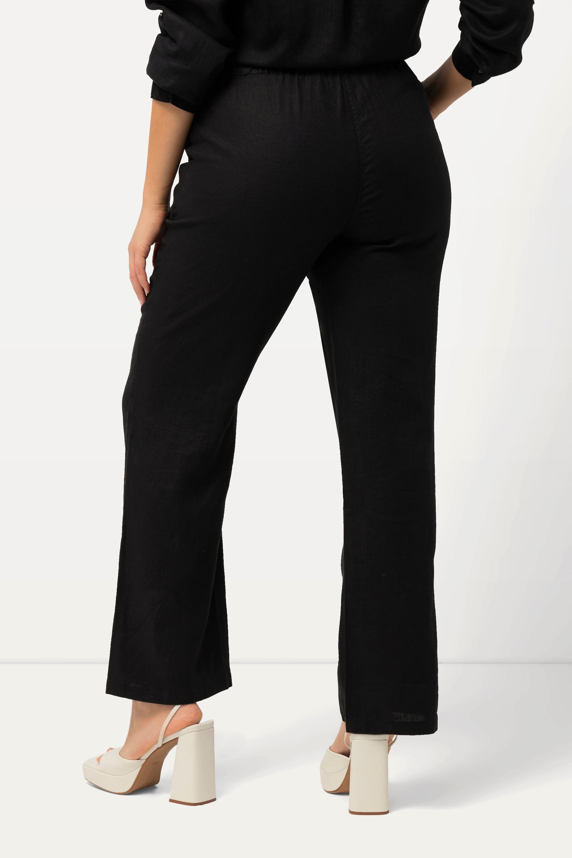Ulla Popken Pantalon Lin Mary Taille Élastique Jambe Large Droite  