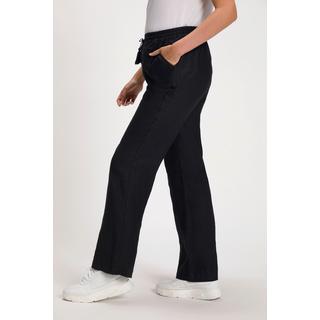 Ulla Popken  Pantalon en lin Mary à taille élastique, jambe droite et large 