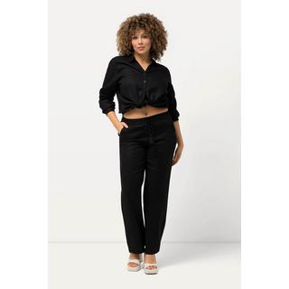 Ulla Popken Pantalon Lin Mary Taille Élastique Jambe Large Droite  