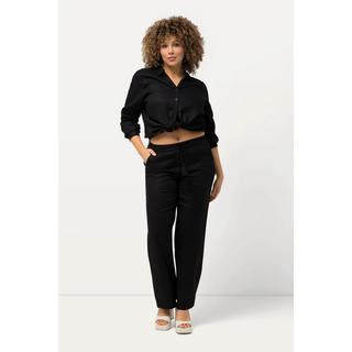 Ulla Popken  Pantalon en lin Mary à taille élastique, jambe droite et large 