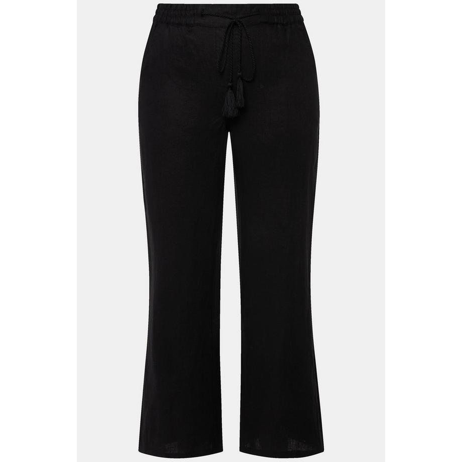 Ulla Popken Pantalon Lin Mary Taille Élastique Jambe Large Droite  