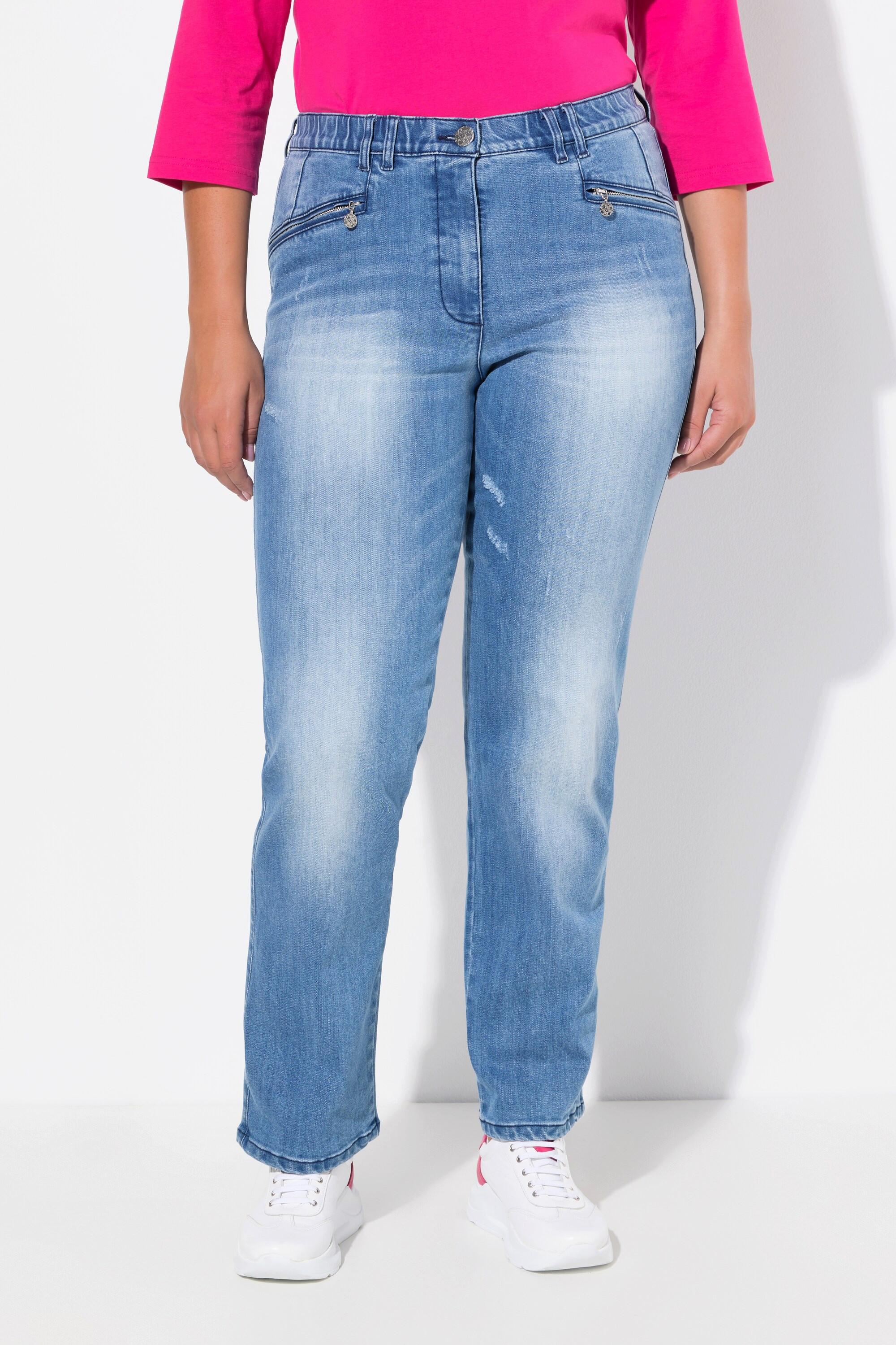 Ulla Popken  Jeans modello Mony con gamba conica, tessuto elasticizzato e stile vintage 