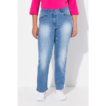 Jeans modello Mony con gamba conica, tessuto elasticizzato e stile vintage