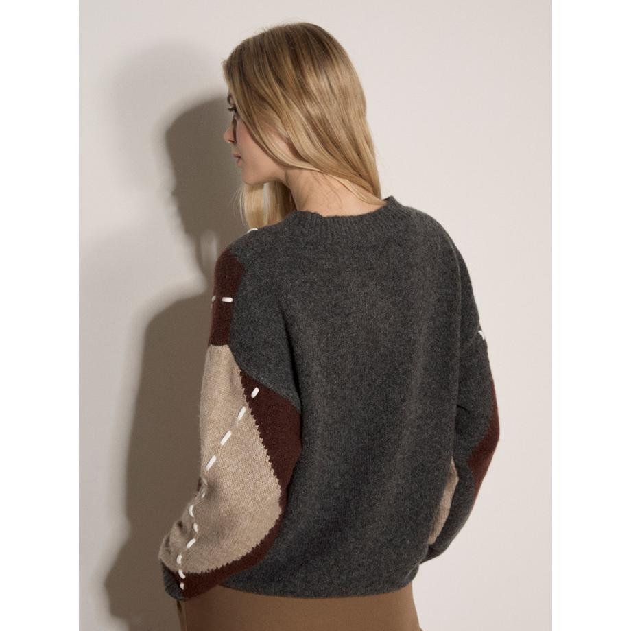 APRICOT Pull à motifs losanges Argyle et blocs de couleur  