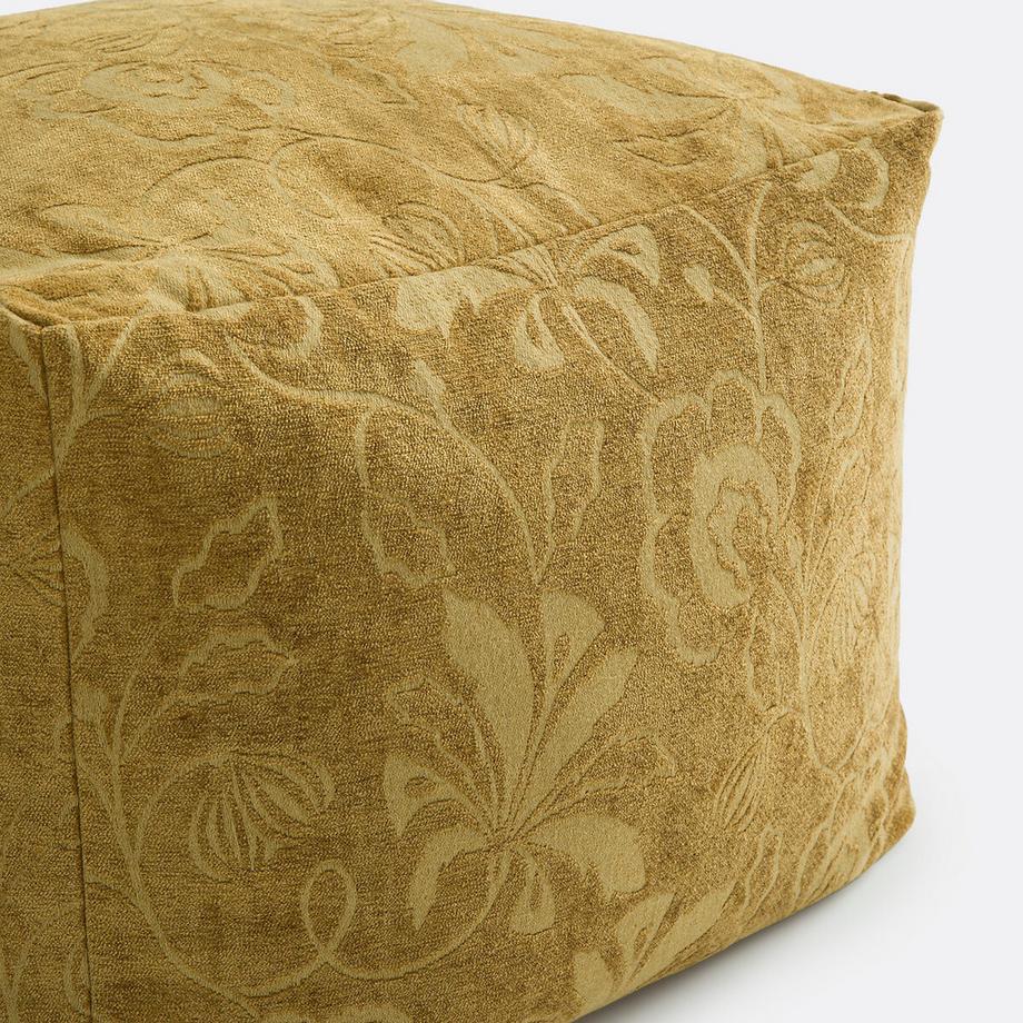 La Redoute Intérieurs Pouf velours motif jacquard fleuri  