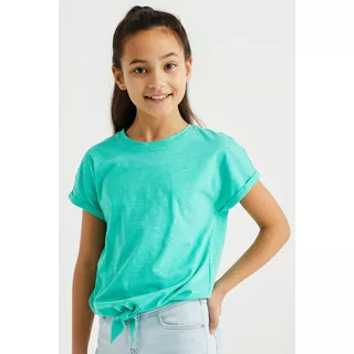 WE Fashion  T-Shirt À Détail De Bouton Femme 