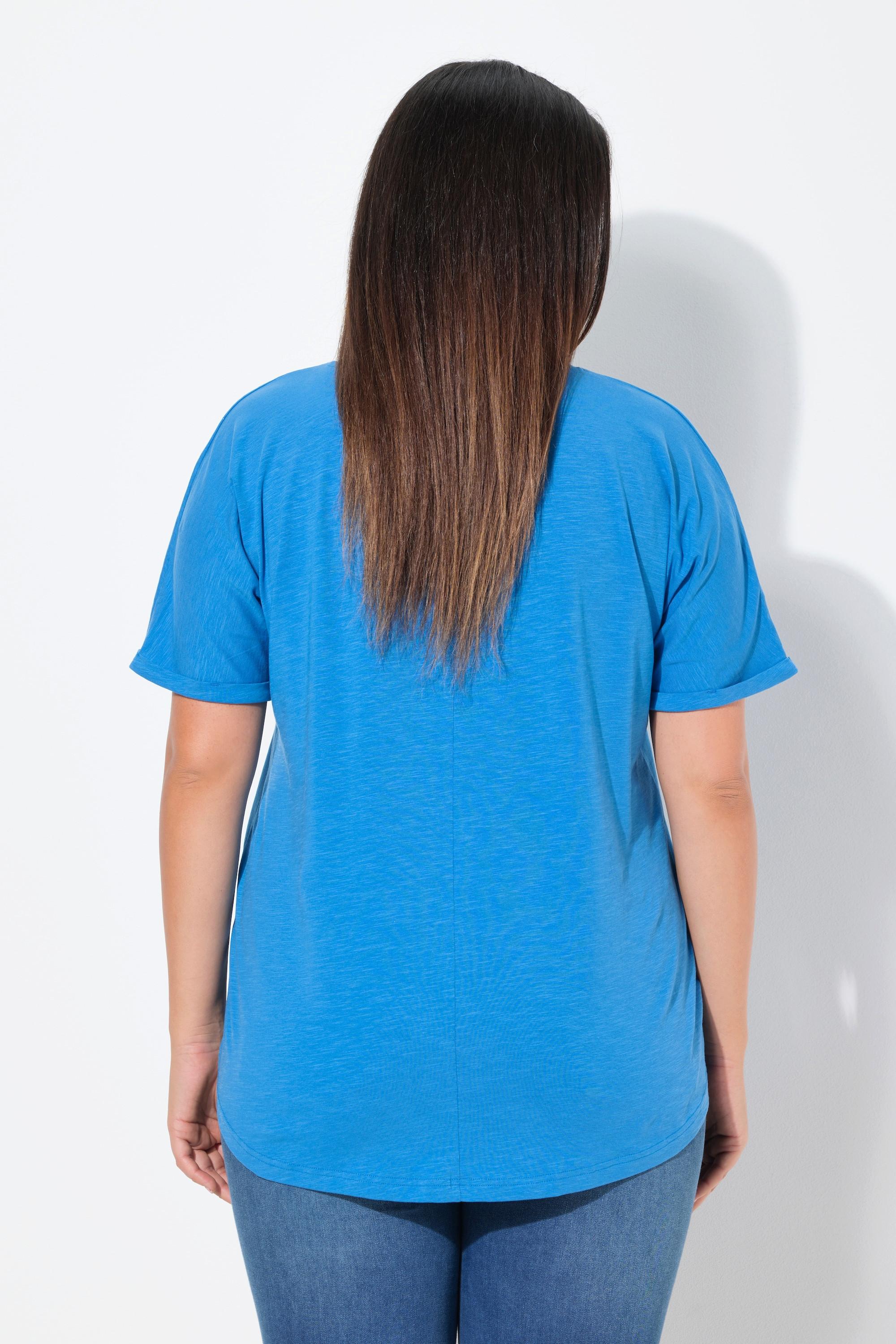 Ulla Popken Oversized Blätter Print Rundhals Halbarm T-Shirt  