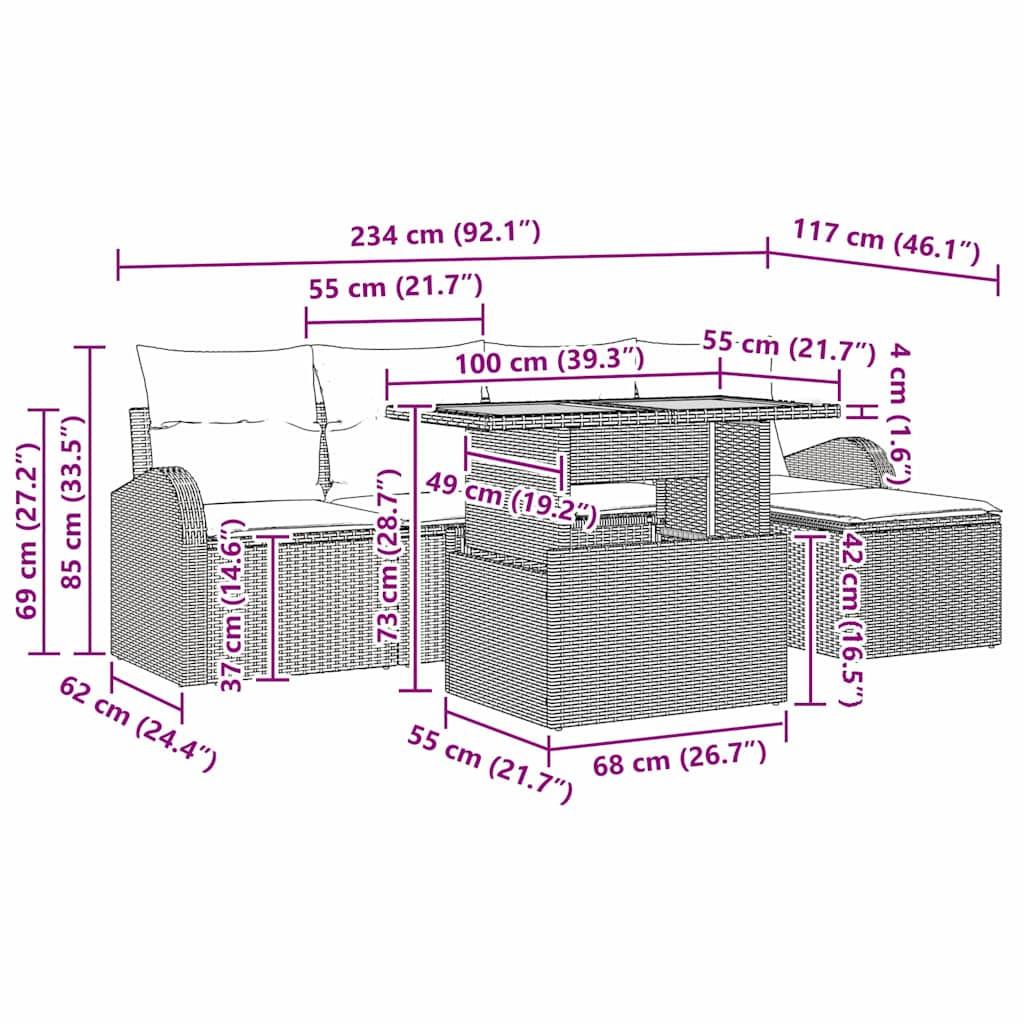 VidaXL Canapé de jardin poly rattan  