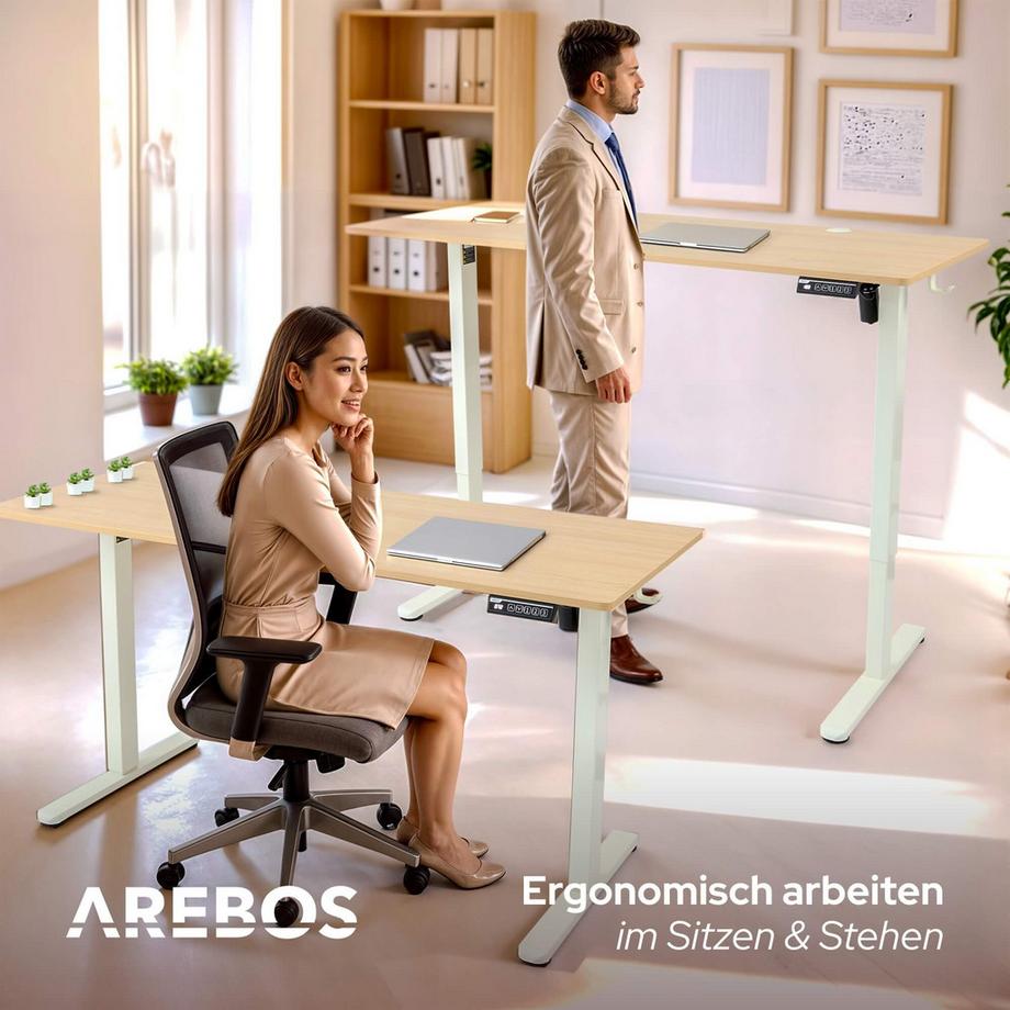 Arebos Bureau électrique réglable en hauteur avec fonction mémoire  