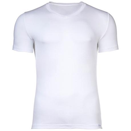 HOM Einfarbiges V-Ausschnitt Kurzarm T-Shirt  