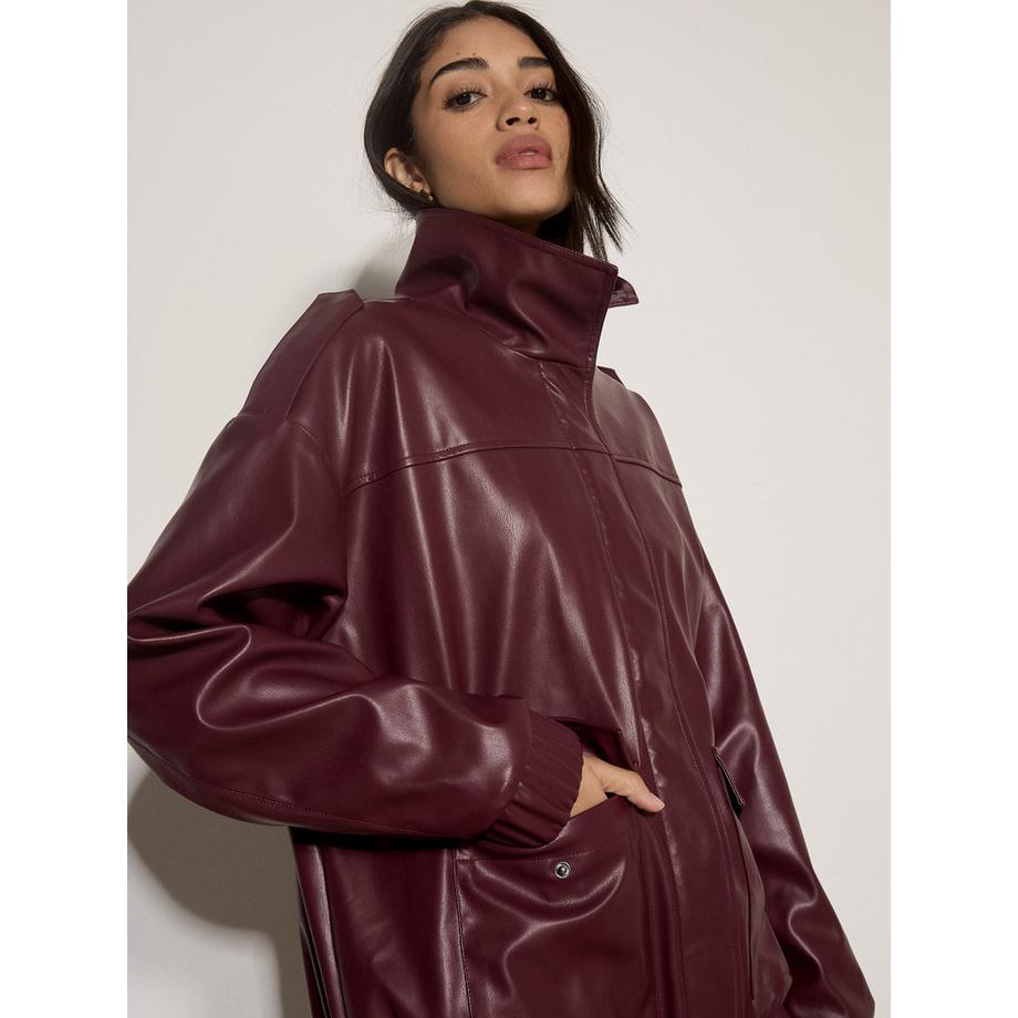 Oversized-Kunstlederjacke