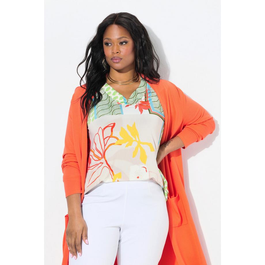 Ulla Popken Slinky Patchdruck A-Linie 3/4 Arm Shirt  