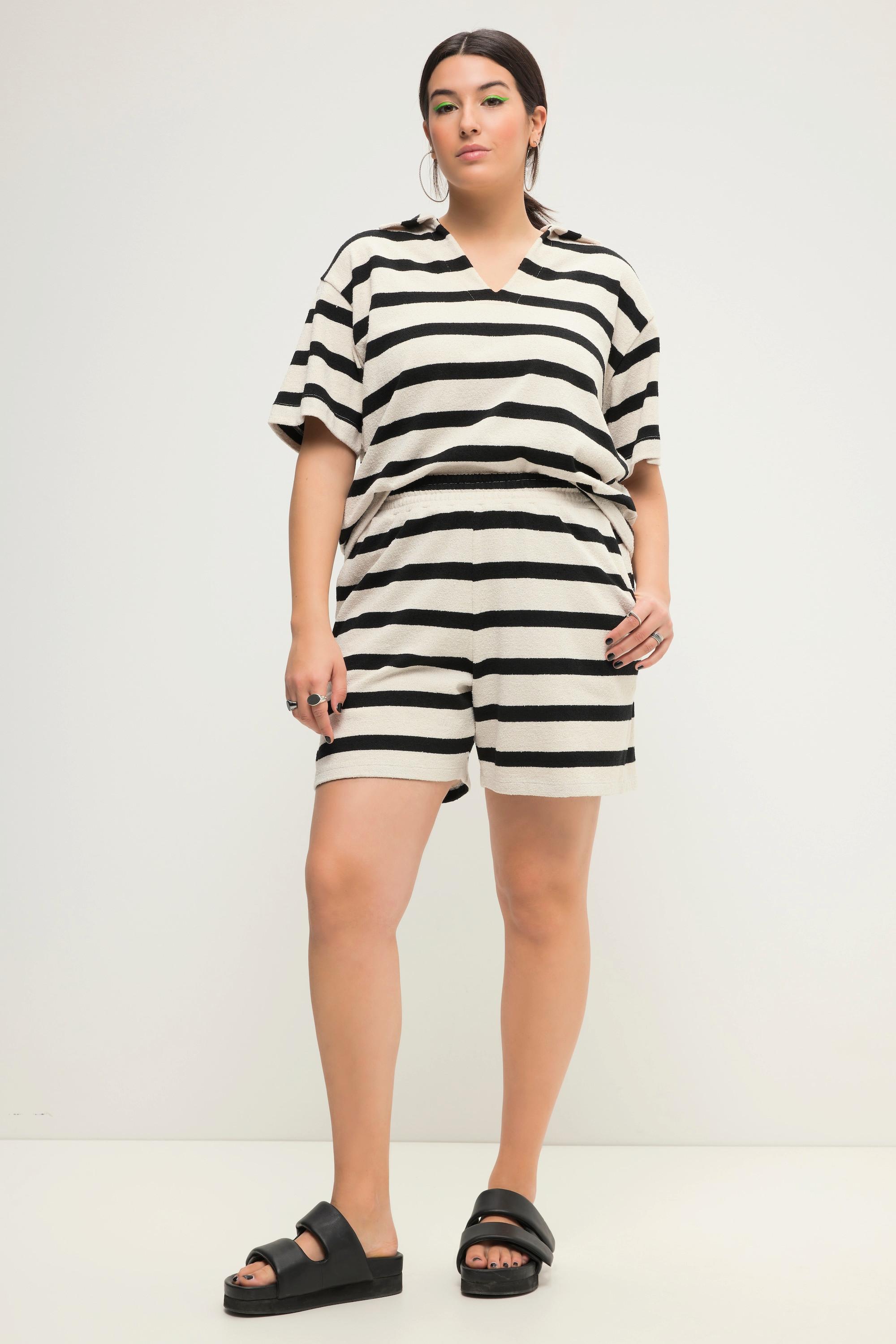 Studio Untold Short Jersey Loose Fit Rayures Taille Élastique  