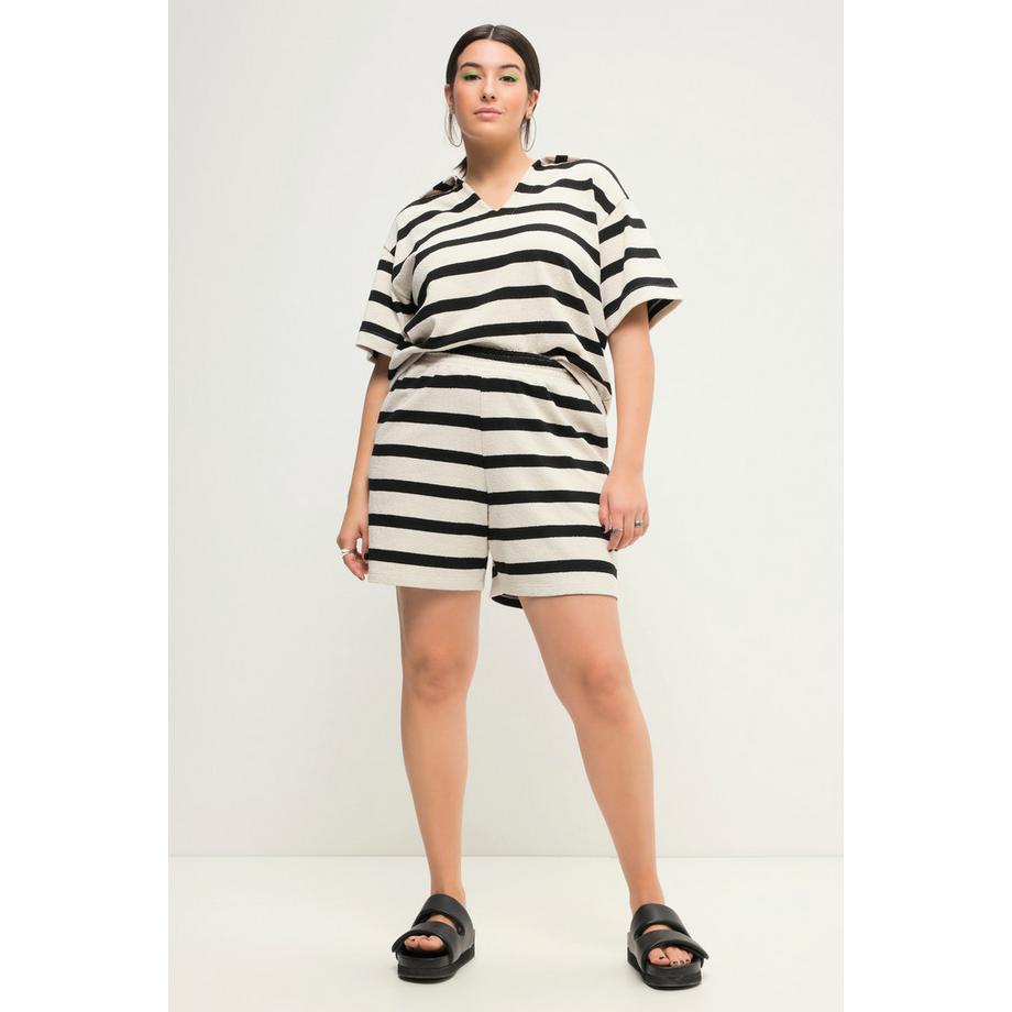 Studio Untold Jersey Shorts Loose Fit Ringel Elastikbund  