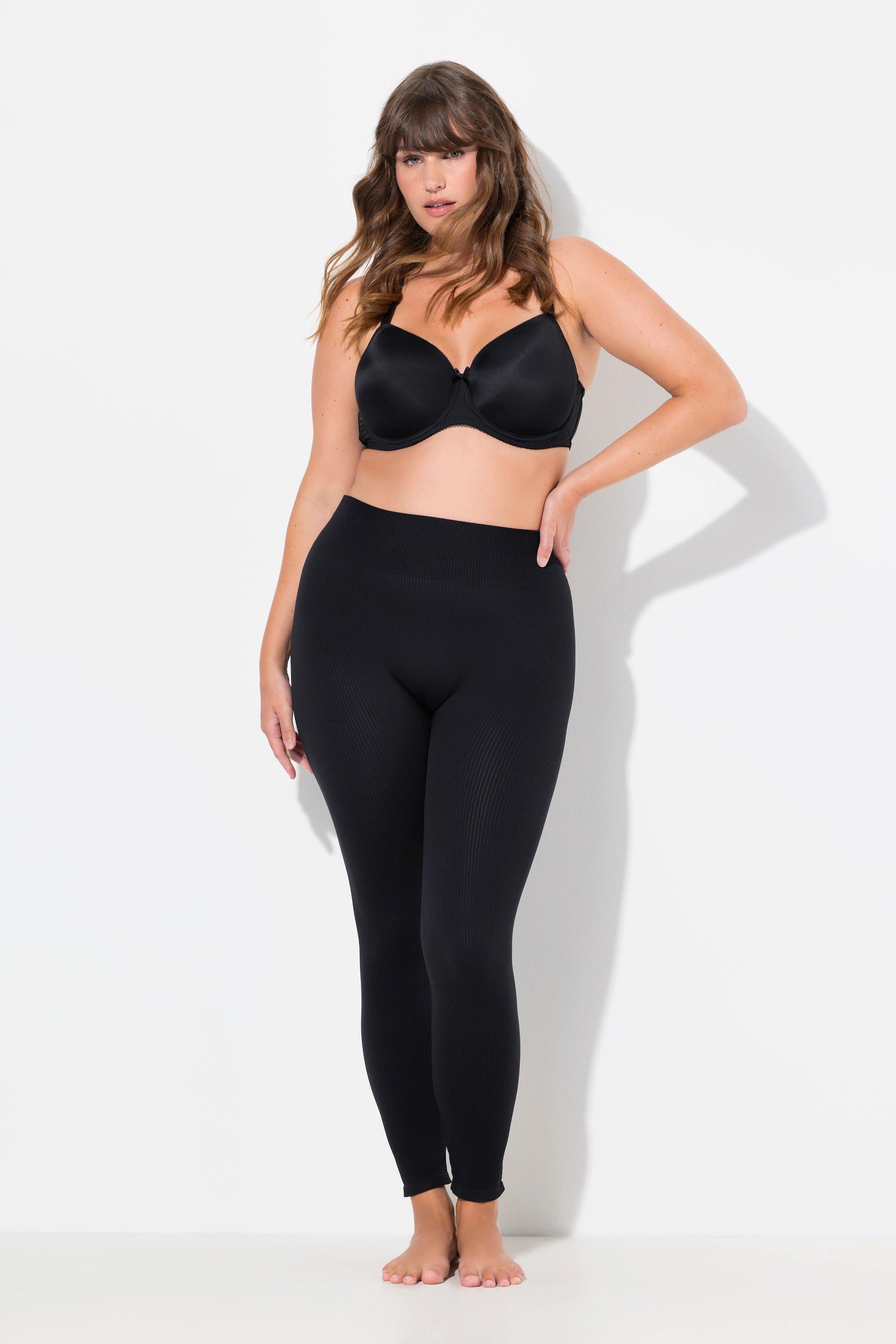 Ulla Popken  Legging en jersey côtelé avec taille large, sans couture latérale 