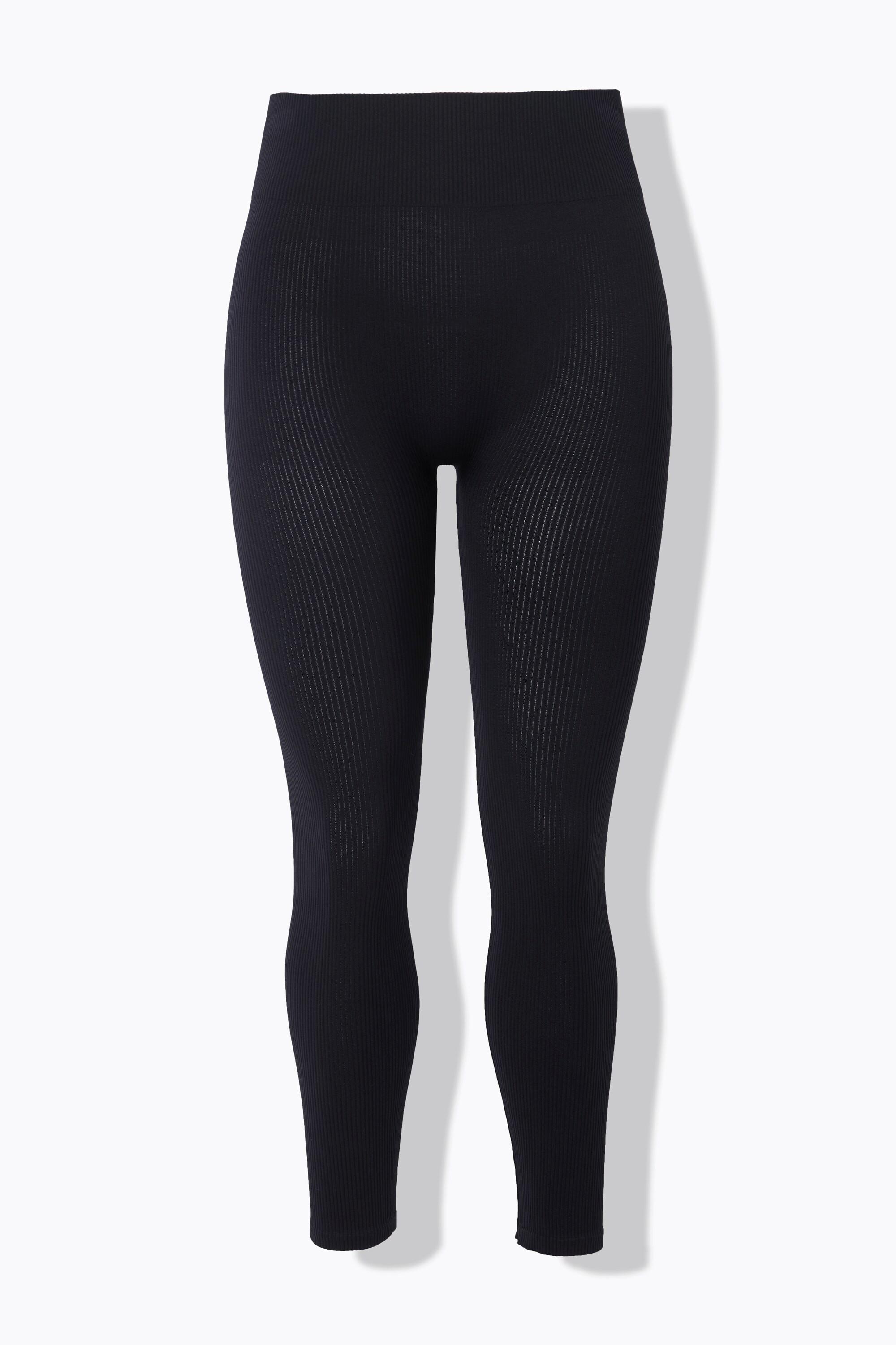 Ulla Popken  Legging en jersey côtelé avec taille large, sans couture latérale 