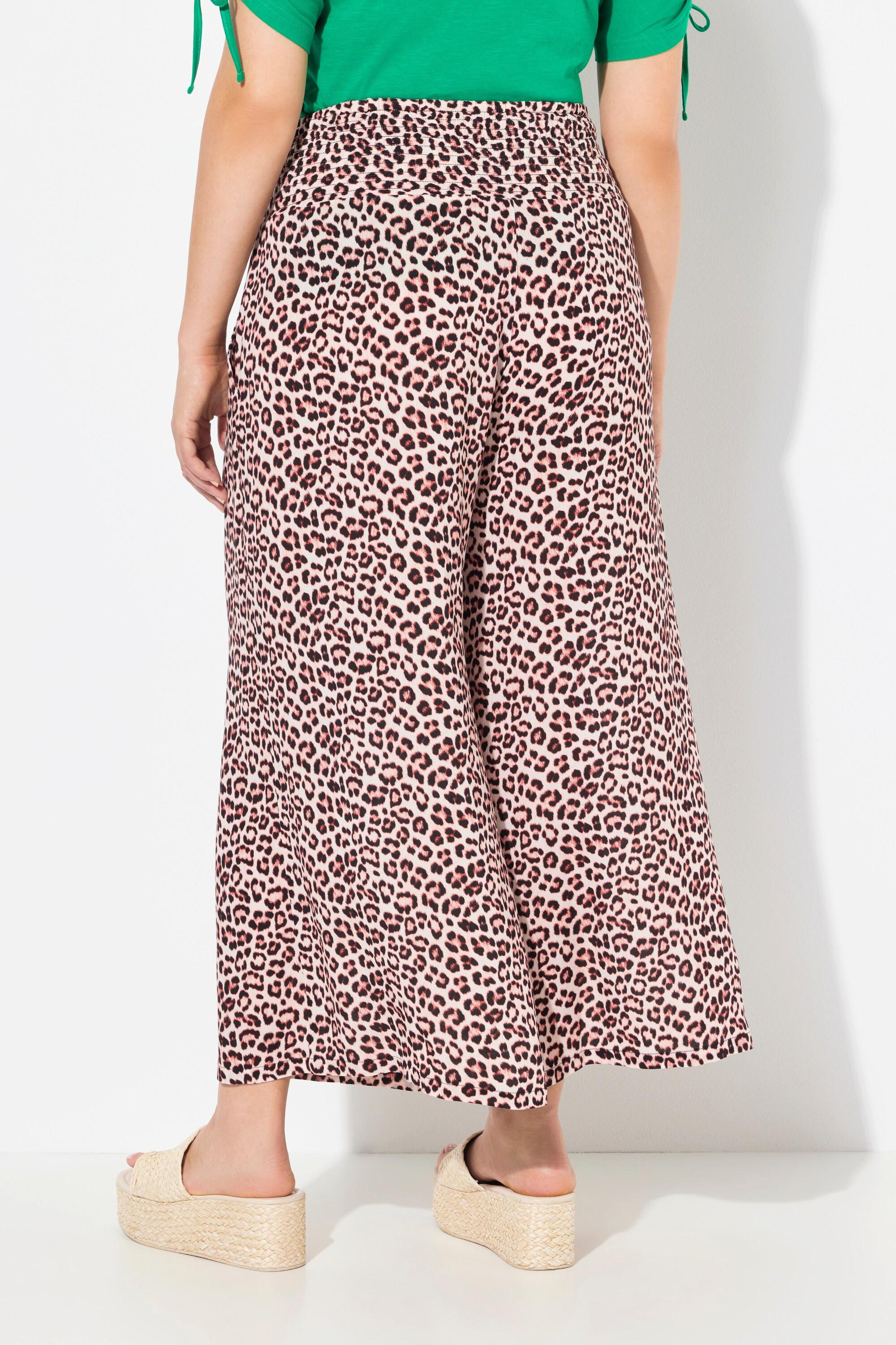Ulla Popken Rose Leomuster Weites Bein Culotte  