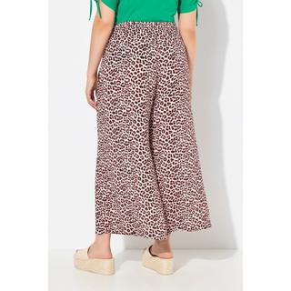 Ulla Popken Rose Leomuster Weites Bein Culotte  