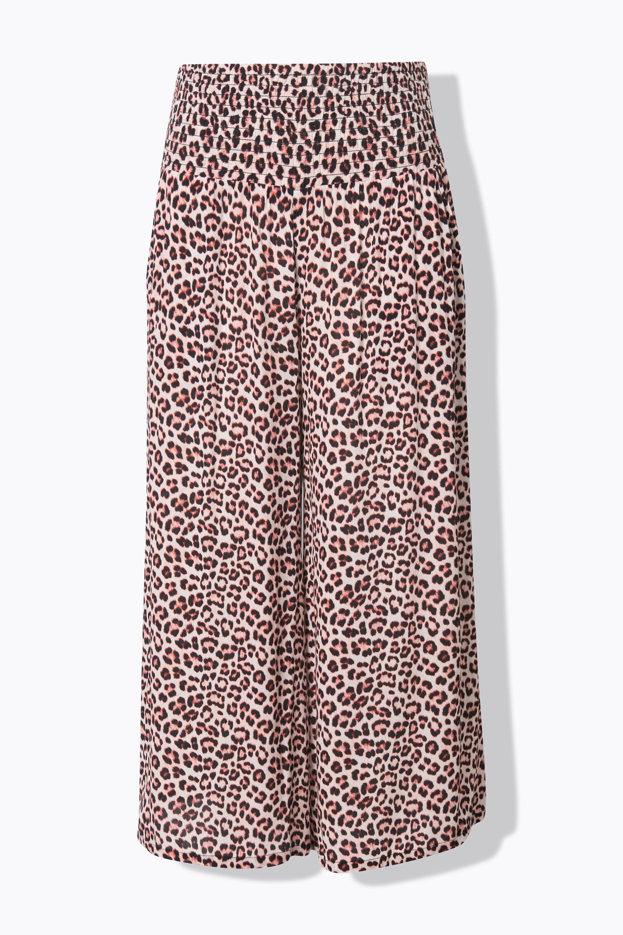 Ulla Popken Rose Leomuster Weites Bein Culotte  