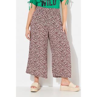 Ulla Popken Rose Leomuster Weites Bein Culotte  