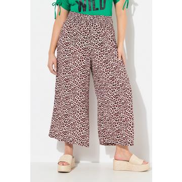 Culottes modello Rose con fantasia leopardata, taglio della gamba ampio e cintura elastica