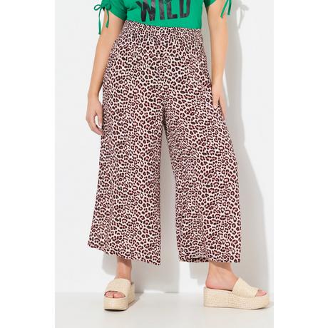 Ulla Popken Rose Leomuster Weites Bein Culotte  