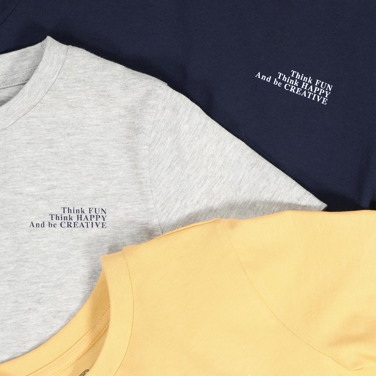 La Redoute Collections  3er-Pack T-Shirts mit Rundhals und Messageprint auf der Brust 