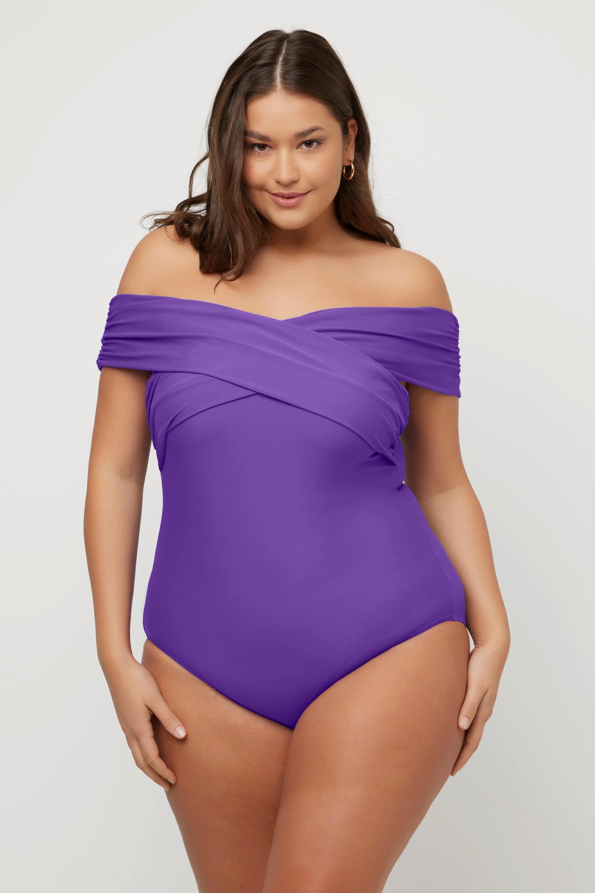 Ulla Popken Costume da bagno scollo Carmen coppe morbide spalline staccabili  