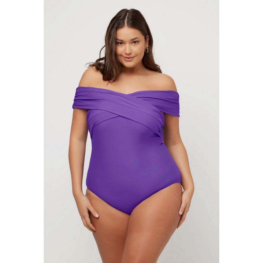 Ulla Popken Maillot de bain décolleté Carmen bonnets souples bretelles amovibles  