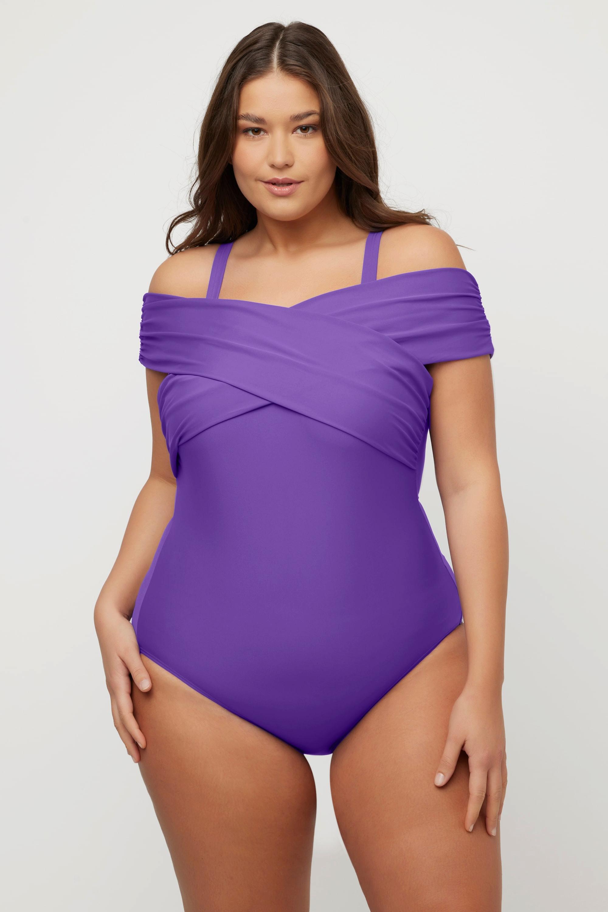 Ulla Popken Costume da bagno scollo Carmen coppe morbide spalline staccabili  