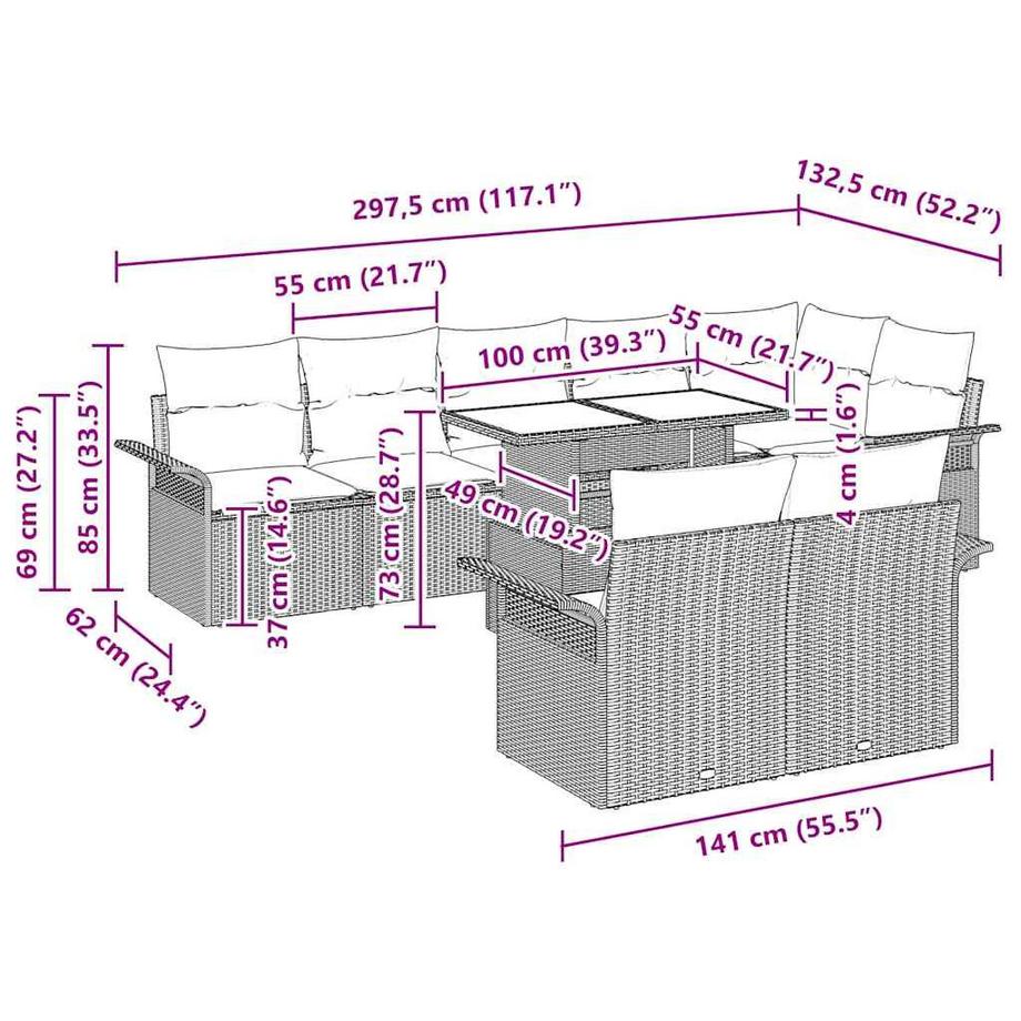 VidaXL Gartensofa-set poly-rattan  